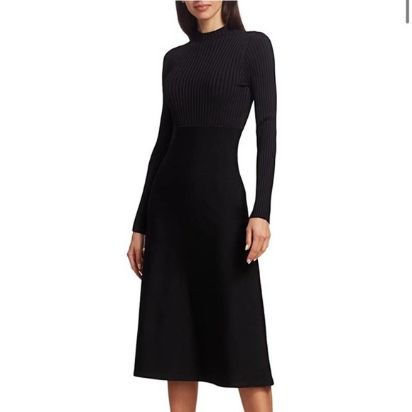 Theory Dresses & Skirts - Theory Compact Ribbed Black Midi Dress Size Small